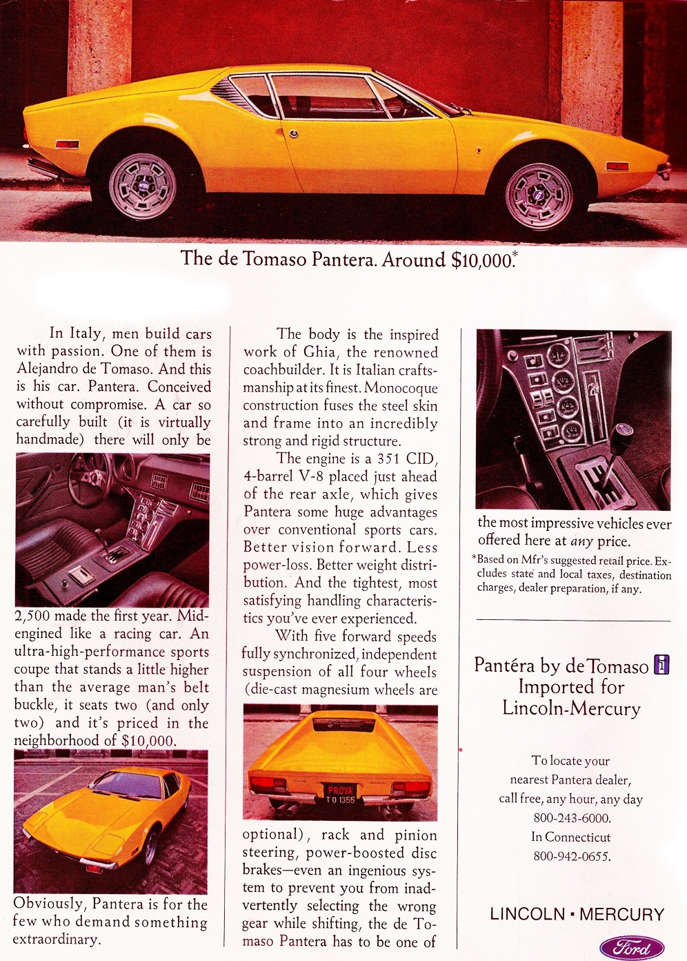 1971 De Tomaso Pantera advert
